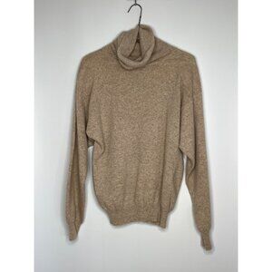Vintage Jacqueline 100% Cashmere Turtleneck Shoulder Pads Light Brown Medium